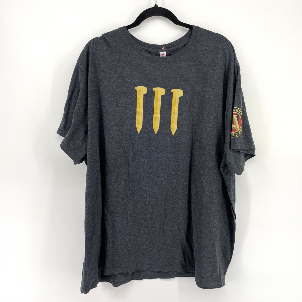 🚀 Atlanta United FC Mens T Shirt Gray 3 Stripes Soccer MLS Unite Conquer 3TG